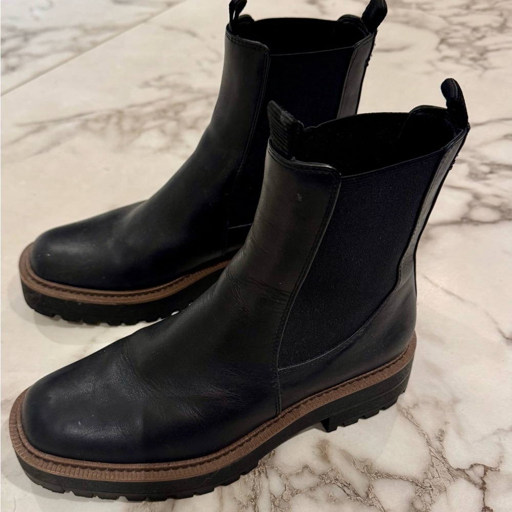 Sam Edelman Waterproof Laguna Black Leather Ankle Boots